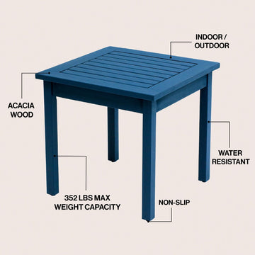 Archer 18.9" Modern Classic Square Slatted Solid Acacia Wood Indoor/Outdoor Adirondack Side Table